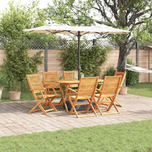 vidaXL Tuin eettafelset 7 pcs Bruin Massief Acaciahout