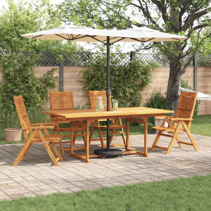 vidaXL Tuin eettafelset 5 pcs Bruin Massief Acaciahout