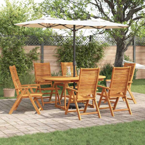 vidaXL Tuin eettafelset 7 pcs Bruin Massief Acaciahout