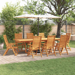vidaXL Tuin eettafelset 9 pcs Bruin Massief Acaciahout