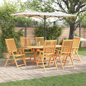 vidaXL Tuin eettafelset 7 pcs Bruin Massief Acaciahout