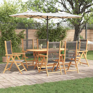 vidaXL Tuin eettafelset 7 pcs Grijs Massief Acaciahout