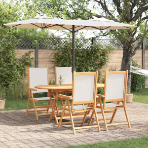 vidaXL Tuin eettafelset 5 pcs Crème Wit Massief Acaciahout