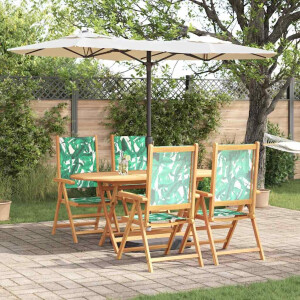 vidaXL Tuin eettafelset 5 pcs Bladpatroon Massief Acaciahout