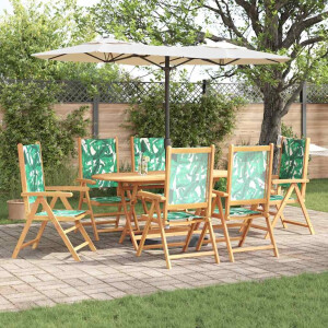 vidaXL Tuin eettafelset 7 pcs Bladpatroon Massief Acaciahout