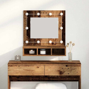 vidaXL Spiegelkast met plank Oud hout 60 x 31,5 x 62 cm Bewerkt hout
