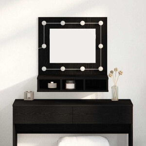 vidaXL Spiegelkast Zwart Eiken 60 x 31,5 x 62 cm Bewerkt hout