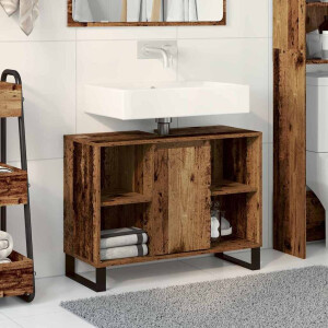 vidaXL Badkamer Kast met plank Oud Hout 80 x 33 x 60 cm Bewerkt hout