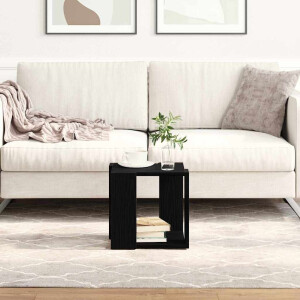 vidaXL Salontafel Zwart Eiken 32 x 32 x 30 cm Bewerkt hout