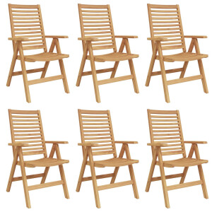 vidaXL Stoel 6 pcs Bruin 64.5 x 52 x 108 cm Massief Teakhout