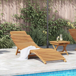 vidaXL Ligstoel Bruin 198 x 55 x 58,5 cm Massief Teakhout