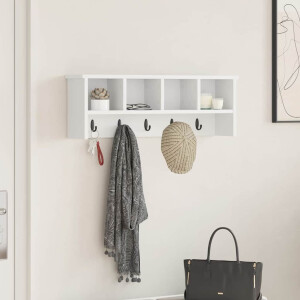 vidaXL Wandgemonteerde kapstok Wit 75 x 16 x 26 cm Bewerkt hout