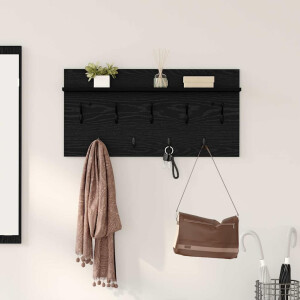 vidaXL Wandgemonteerde kapstok met plank Zwart Eiken 80 x 40 x 12 cm