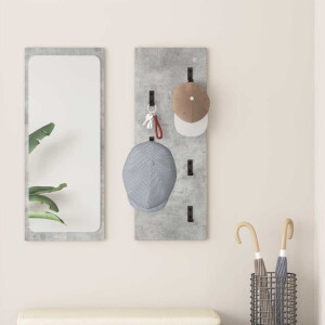 vidaXL Wandgemonteerde kapstok met opslag Beton Grijs 30 x 1,5 x 80 cm