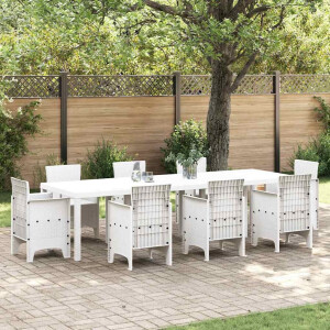 vidaXL Tuinstafel Wit 300 x 100 x 73 cm poly rattan