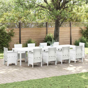 vidaXL Tuinstafel Wit 350 x 100 x 74 cm poly rattan