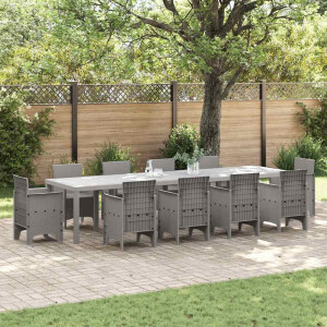 vidaXL Tuinstafel Lichtgrijs 350 x 100 x 74 cm poly rattan