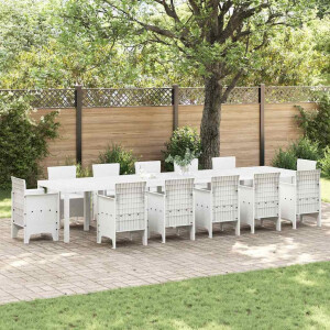vidaXL Tuinstafel Wit 400 x 100 x 73 cm poly rattan