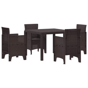 vidaXL Tuin Eetset 5 pcs Bruin Polypropyleen