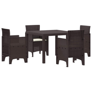 vidaXL Tuin Eetset 5 pcs Bruin Polypropyleen