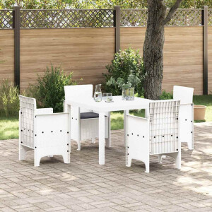 vidaXL Tuin Eetset 5 pcs Wit Polypropyleen