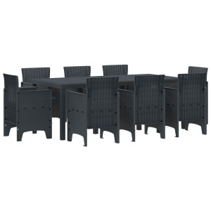 vidaXL Tuin eettafelset 9 pcs Antraciet Polypropyleen