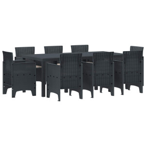 vidaXL Tuin eettafelset 9 pcs Antraciet Polypropyleen