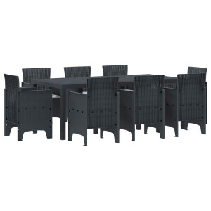 vidaXL Tuin eettafelset 9 pcs Antracietkleurig Polypropyleen
