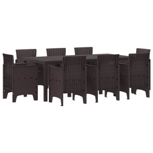 vidaXL Tuin eettafelset 9 pcs Bruin Polypropyleen