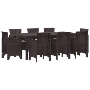 vidaXL Tuin eettafelset 9 pcs Bruin Polypropyleen