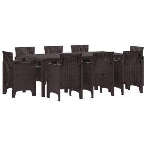 vidaXL Tuin eettafelset 9 pcs Bruin Polypropyleen