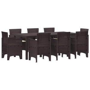 vidaXL Tuin eettafelset 9 pcs Bruin Polypropyleen