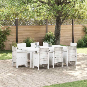 vidaXL Tuin Eetset 9 pcs Wit Polypropyleen