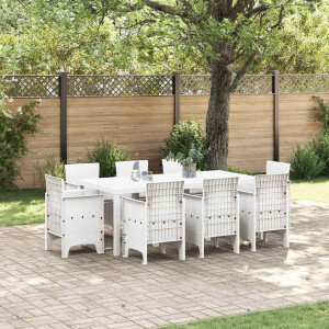 vidaXL Tuin eettafelset 9 pcs Wit Polypropyleen