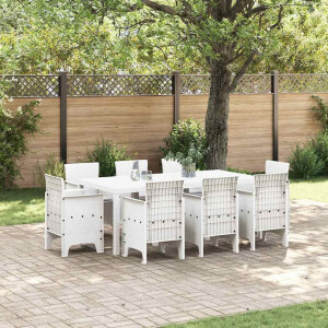 vidaXL Tuin eettafelset 9 pcs Wit Polypropyleen