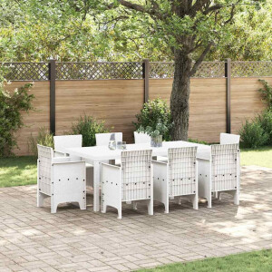 vidaXL Tuin eettafelset 9 pcs Wit Polypropyleen