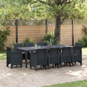 vidaXL Tuin Eetset 11 pcs Antraciet Polypropyleen