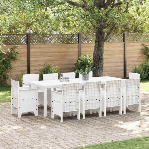 vidaXL Tuin Eetset 11 pcs Wit Polypropyleen