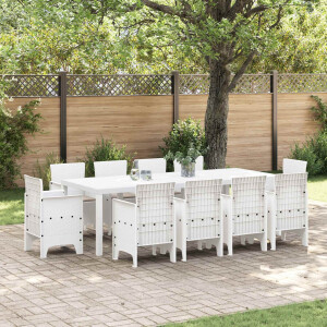 vidaXL Tuin Eetset 11 pcs Wit Polypropyleen