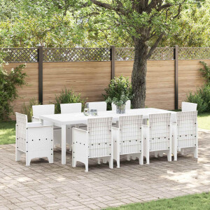 vidaXL Tuin Eetset 11 pcs Wit Polypropyleen