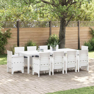 vidaXL Tuin Eetset 11 pcs Wit Polypropyleen