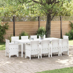vidaXL Tuin Eetset 11 pcs Wit Polypropyleen