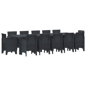 vidaXL Tuin Eetset 13 pcs Antraciet Kunststof