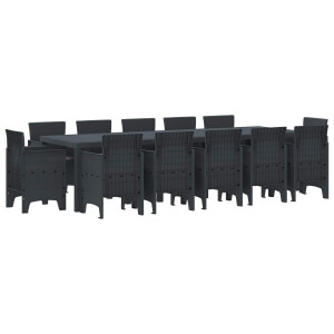 vidaXL Tuin Eetset met kussen 13 pcs Antraciet Kunststof