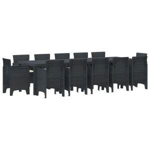 vidaXL Tuin Eetset met kussen 13 pcs Antraciet Polyrattan