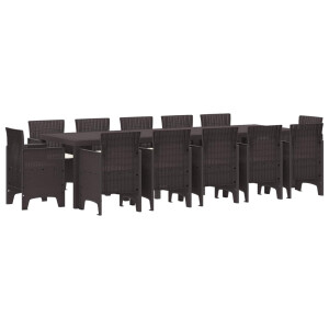 vidaXL Tuin Eetset met kussen 13 pcs Bruin Rattan