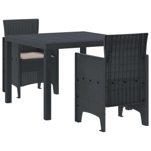 vidaXL Tuin Eetset 3 pcs Antraciet Polypropyleen