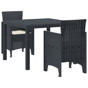 vidaXL Tuin Eetset 3 pcs Antraciet Polypropyleen