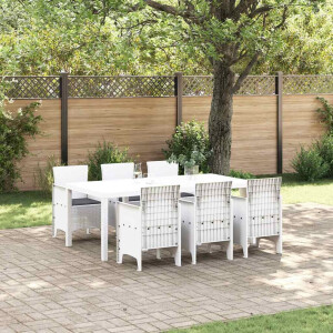 vidaXL Tuin Eetset 7 pcs Wit Polypropyleen