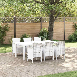 vidaXL Tuin Eetset 7 pcs Wit Polypropyleen